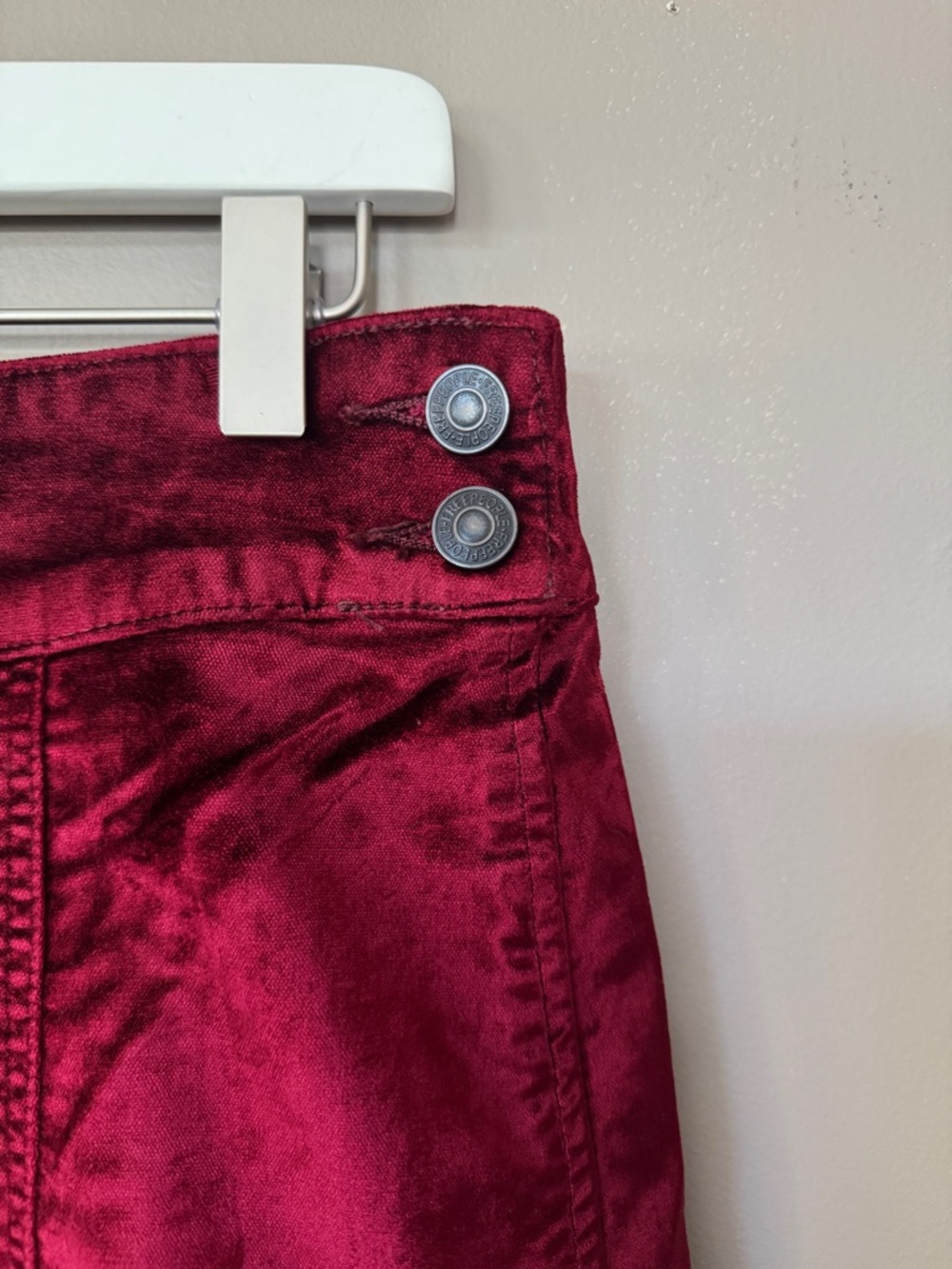Free People Velvet Mini Skirt - Wine Red - Picture 3 of 5
